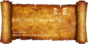 Kálló Bernát névjegykártya